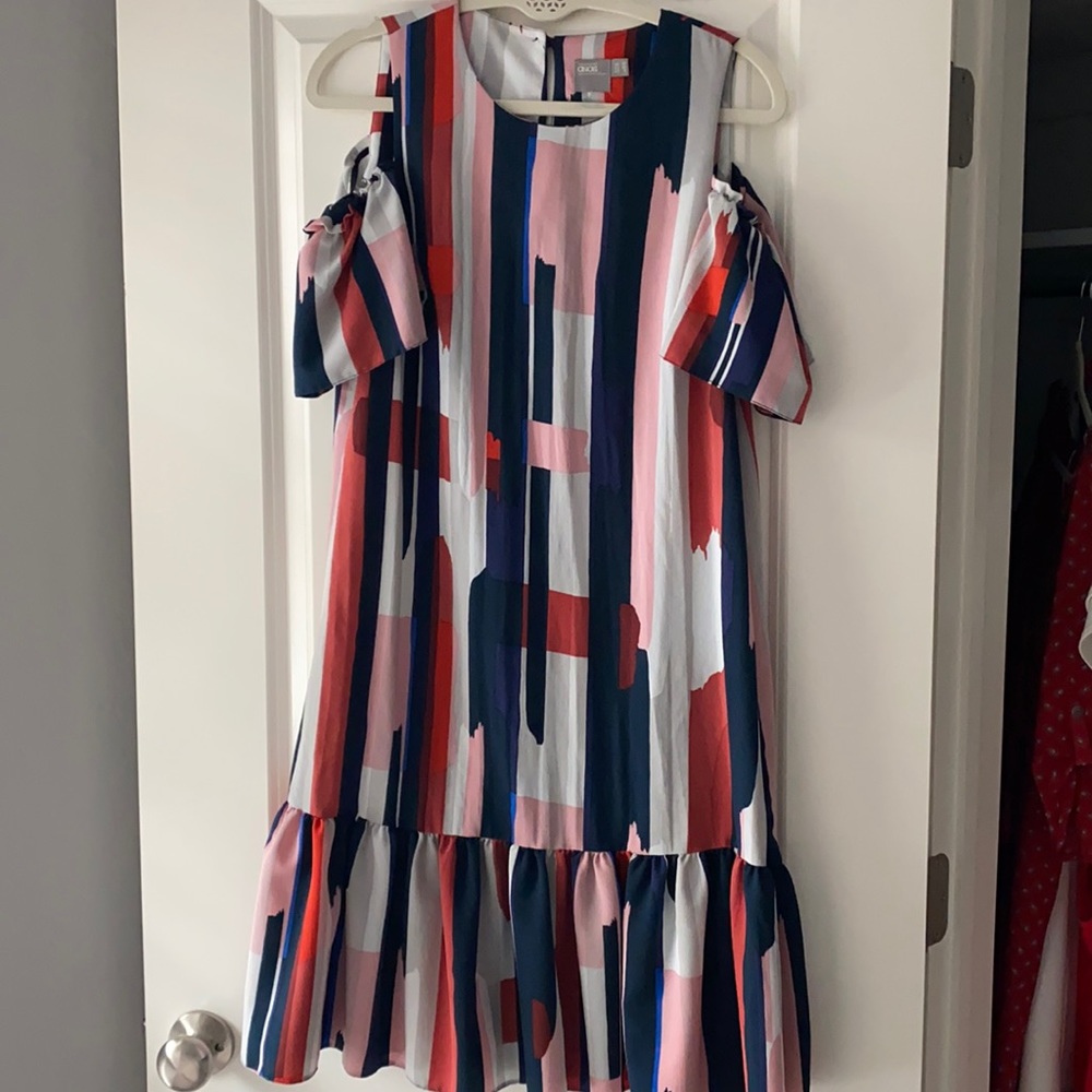 Asos Exposed Shoulder Printed Midi Dress